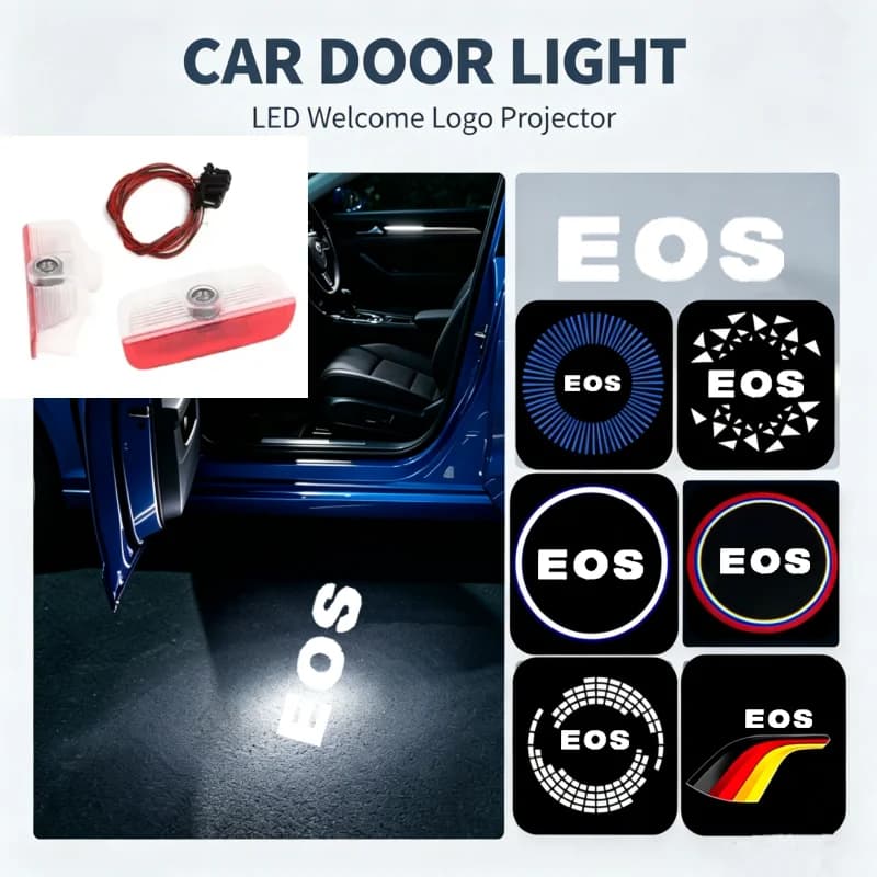 2Pcs LED Ghost Logo Car Door Welcome Courtesy Shadow Projector Light For Volkswagen Eos 2008-2015 Decoration Styling Accessories