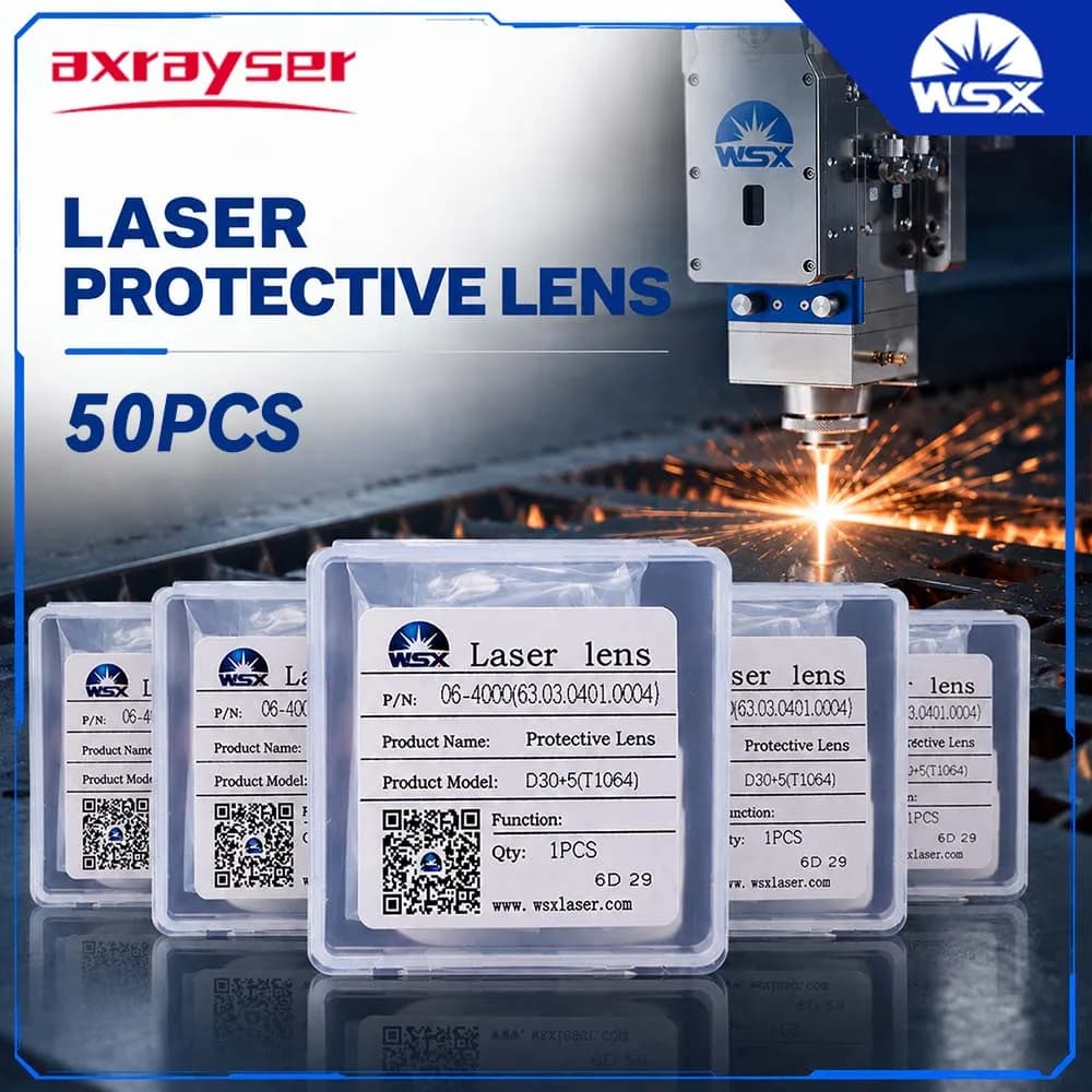 50PCS Original WSX Laser Protective Lens 18x2 20x2 30x5 37x7 6kw 15kw Wholesale JGS1 WSX Laser Lens for NC30 NC63 KC15 Head