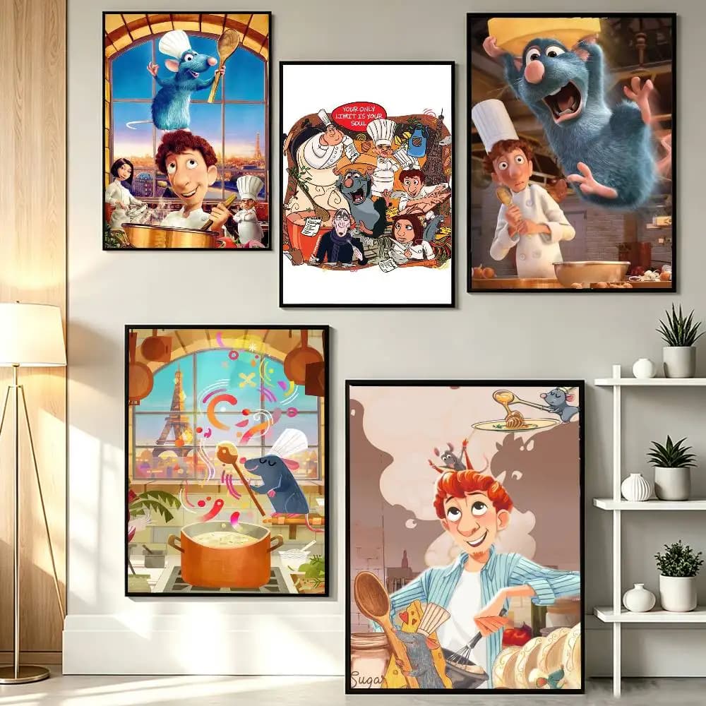 Cute Chef Rat R-Ratatouille Poster HD Self Adhesive Waterproof Wall Art Ideal for Home Office Dorm Gift