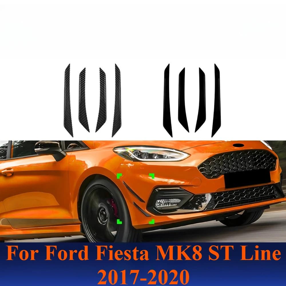 For Ford Fiesta MK8 ST Line 2017-2020 Front Side Canards Wind Blades Bumper Lip Splitter Trim Exterior Modification Accessories