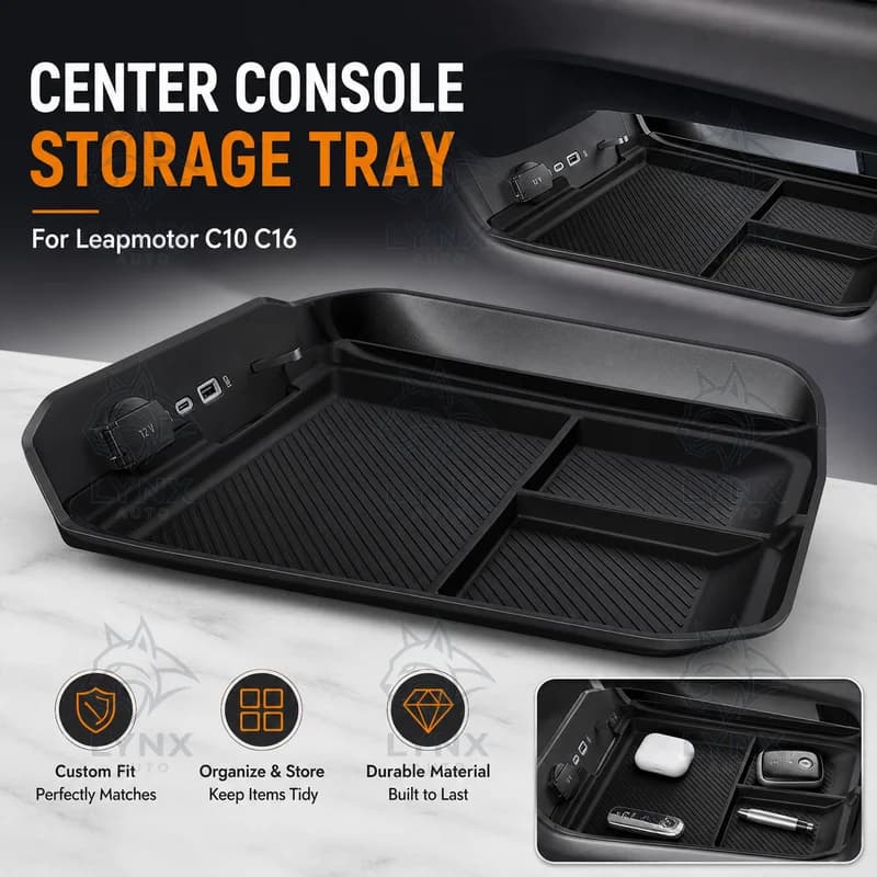 For Leapmotor C10 C16 Center Console Lower Storage Box Organizer Tray Custom Fit Car Storage Organizer Accessories