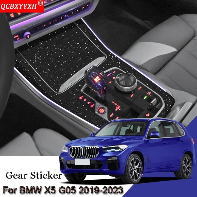 Car Interior Sticker For BMW X5X6 G05 G06 2019-2023 Car Gear Panel Sticker Gear Box Protective Film Carbon Fiber Black Accessory