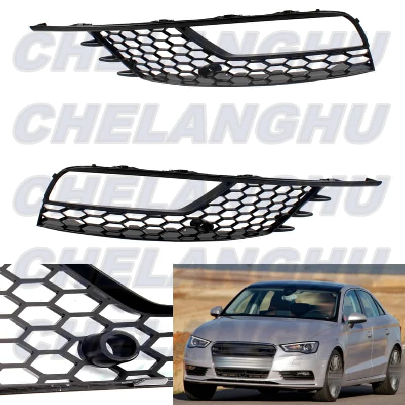 For Audi A3 sedan 2013 2014 2015 2016 2017 Pair Left+Right Side Front Bumper Fog Lights Lamp Black Grille Cover Car accessories