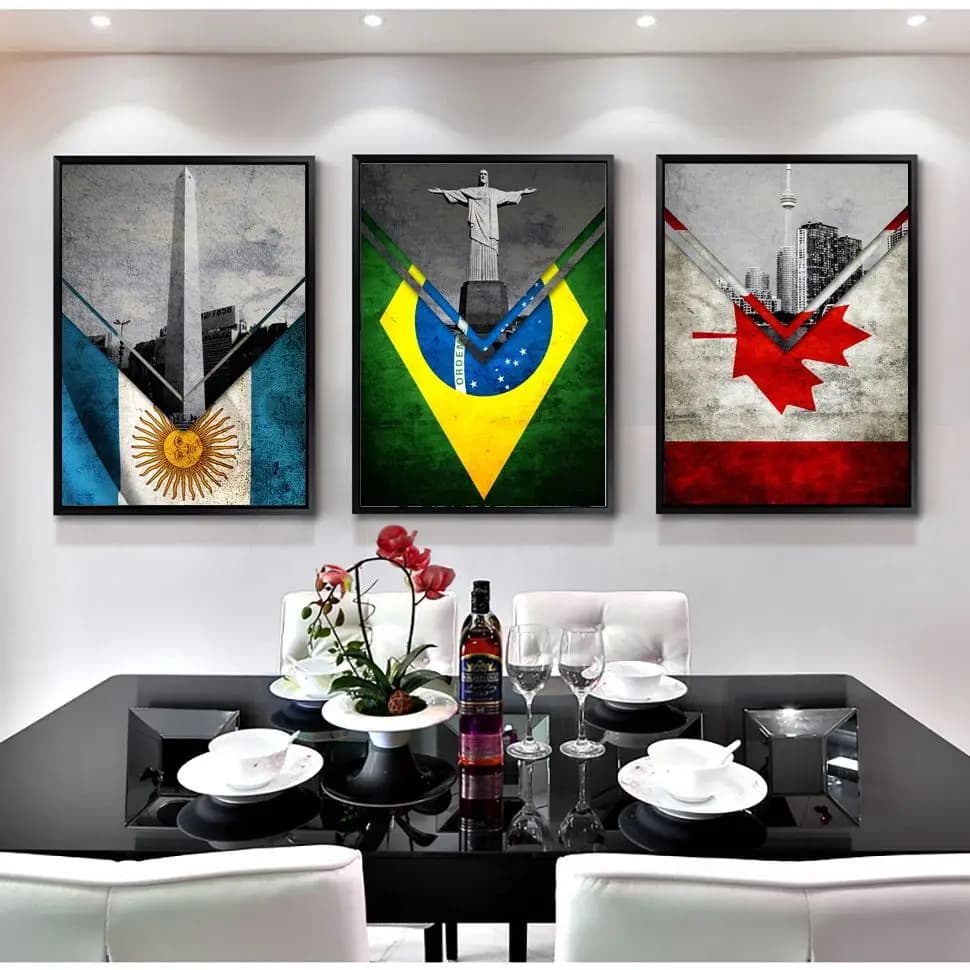 Flags Argentina Brazil Canada Spain England US Mural Posters Wall Print Art Pictures Canvas Paintings for Living Room Home Decor