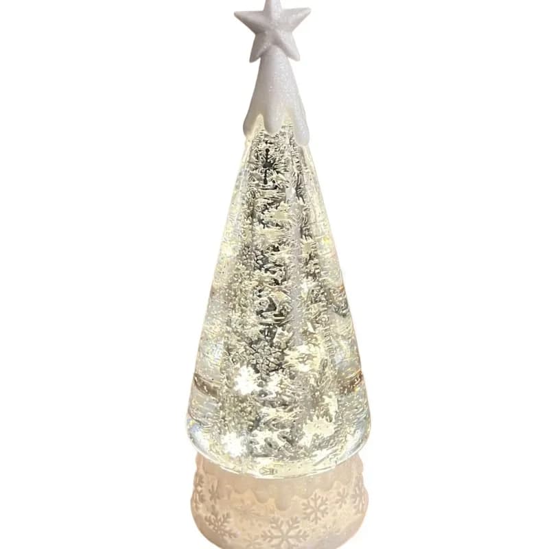 Snowflake luminous Christmas tree atmosphere ornament two-piece set conical light and shadow romantic rotating candlestick