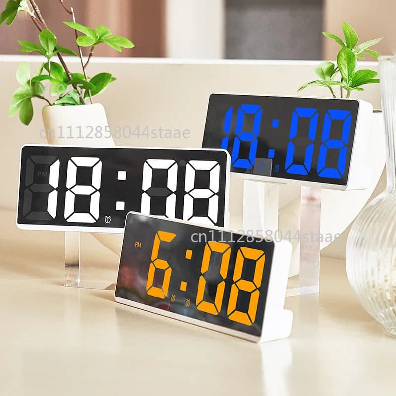Dual-Alarm LED Digital Clock, Large Display Bedside Clock with Colorful Gradient Light