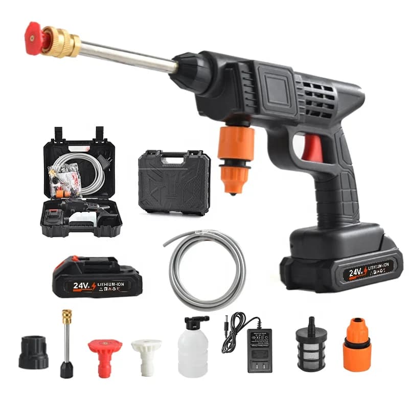Portable and powerful electric high pressure water gun 24v lithium cordless wireless car wash foam gun car wash machine