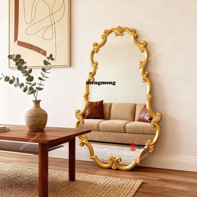 French retro full-body mirror entry entrance wall-mounted full-length mirror changing mirror