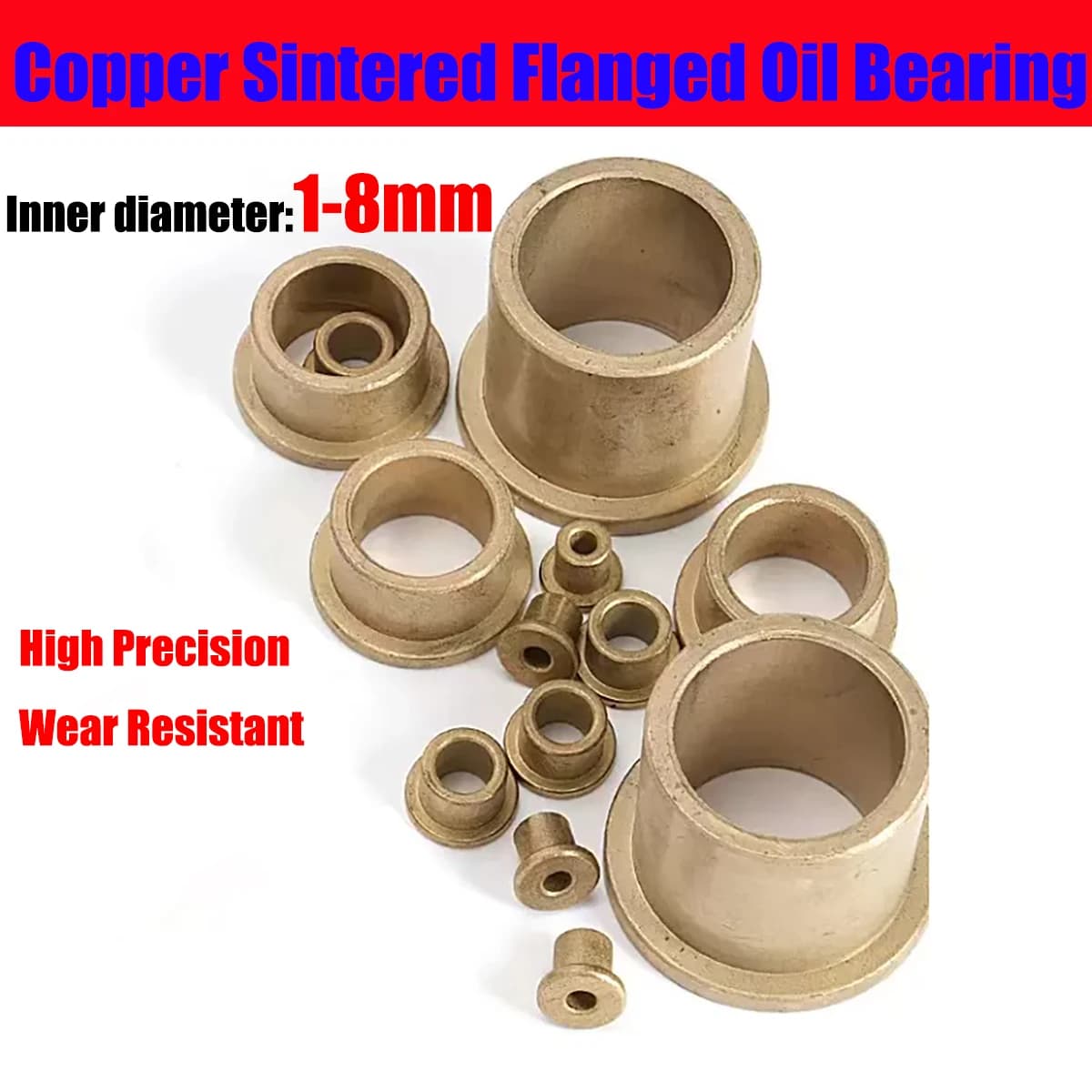 50pcs Copper Sintered Flanged Oil Bearing Self-lubricating Oil Bearing for Mold Machinery Parts
