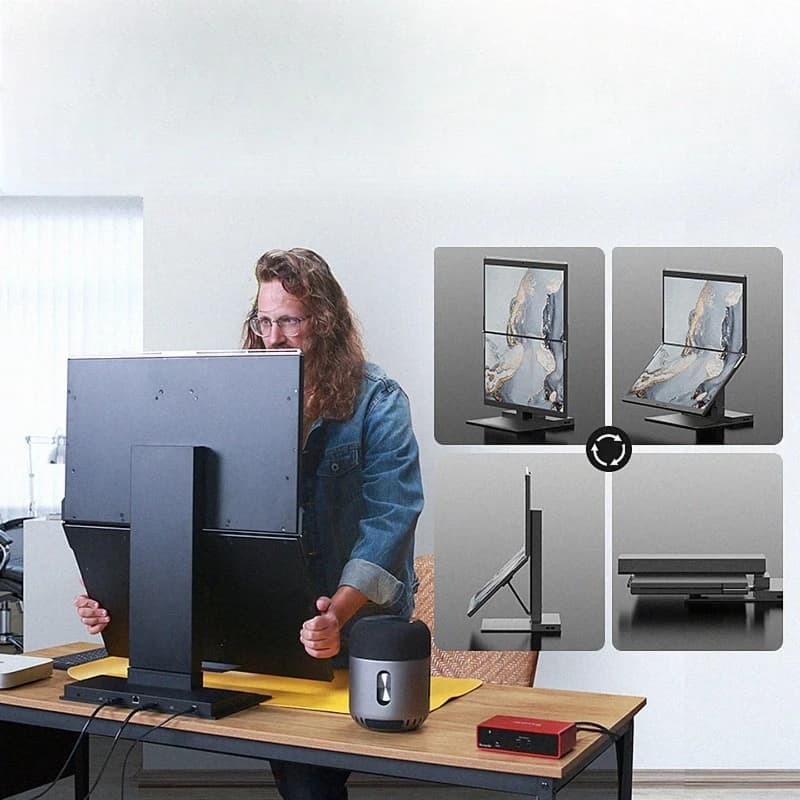 Dual-screen monitor 24-inch 2K foldable lift expansion screen notebook