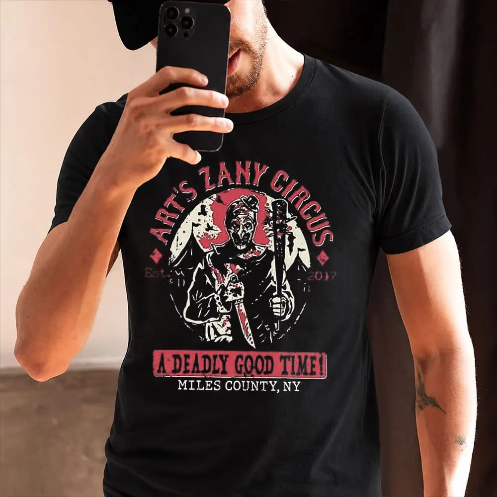 Retro Horror Movie Terrifier Art The Clown Killer Scary Halloween Gift T Shirt 0803 Short Sleeve Graphic clothes All size tops
