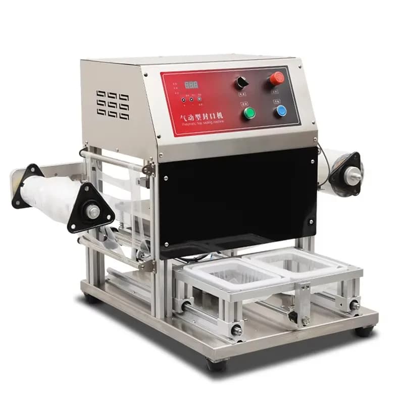 Table Top Plastic Tray Container Gas Water Pneumatic Sealing Machine Manufacturer Sealing Machine Food Container Sealer