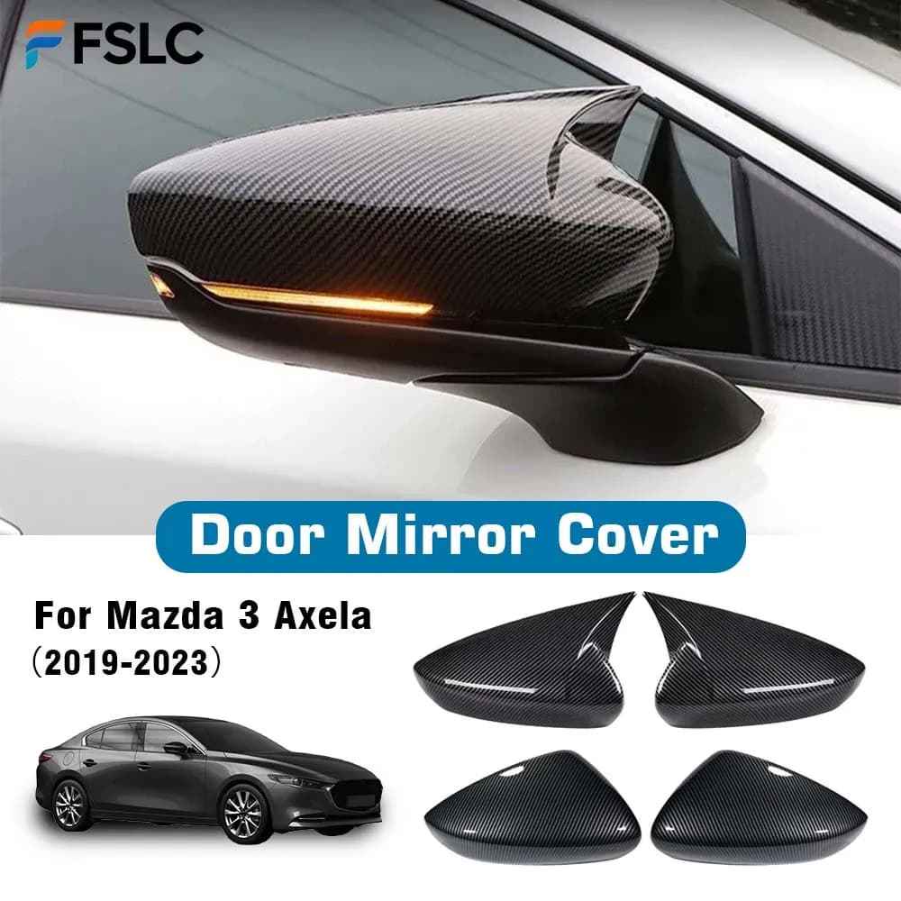 Car Decoration Door Mirror Cover For Mazda 3 Axela 2019-2023 Car Rearview Accessories Glossy Black Carbon Fbier Silver Styling