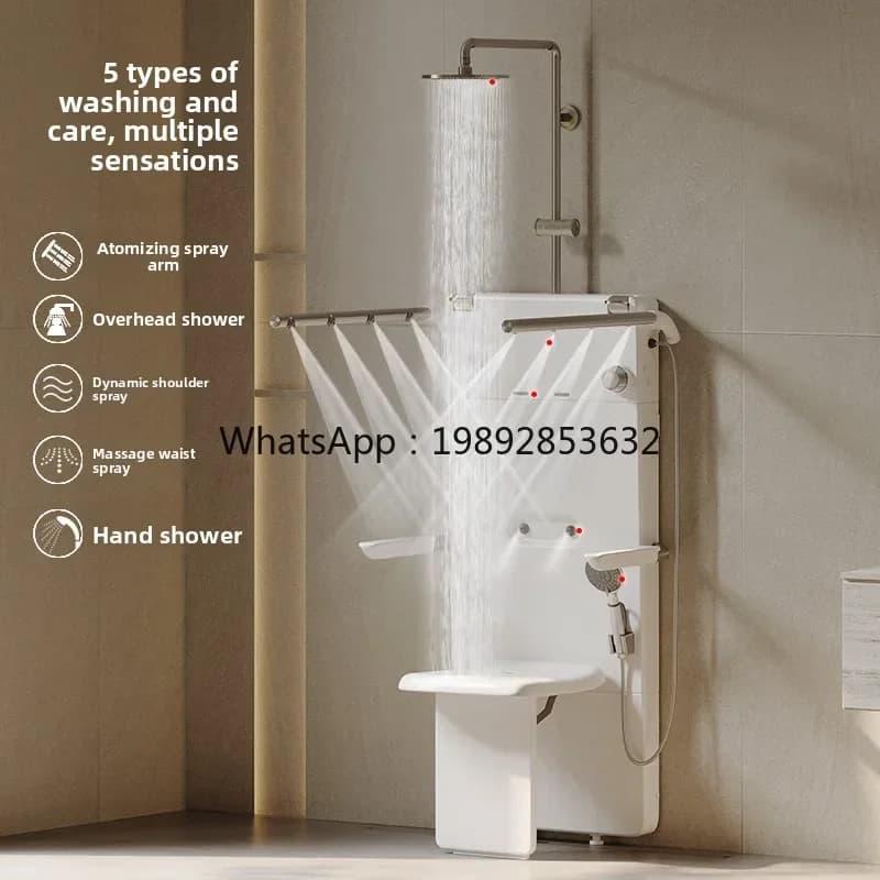 A2-10  Elderly Sitting Shower with Constant Temperature, Multifunctional Foldable Bath Chair with Shower Arm