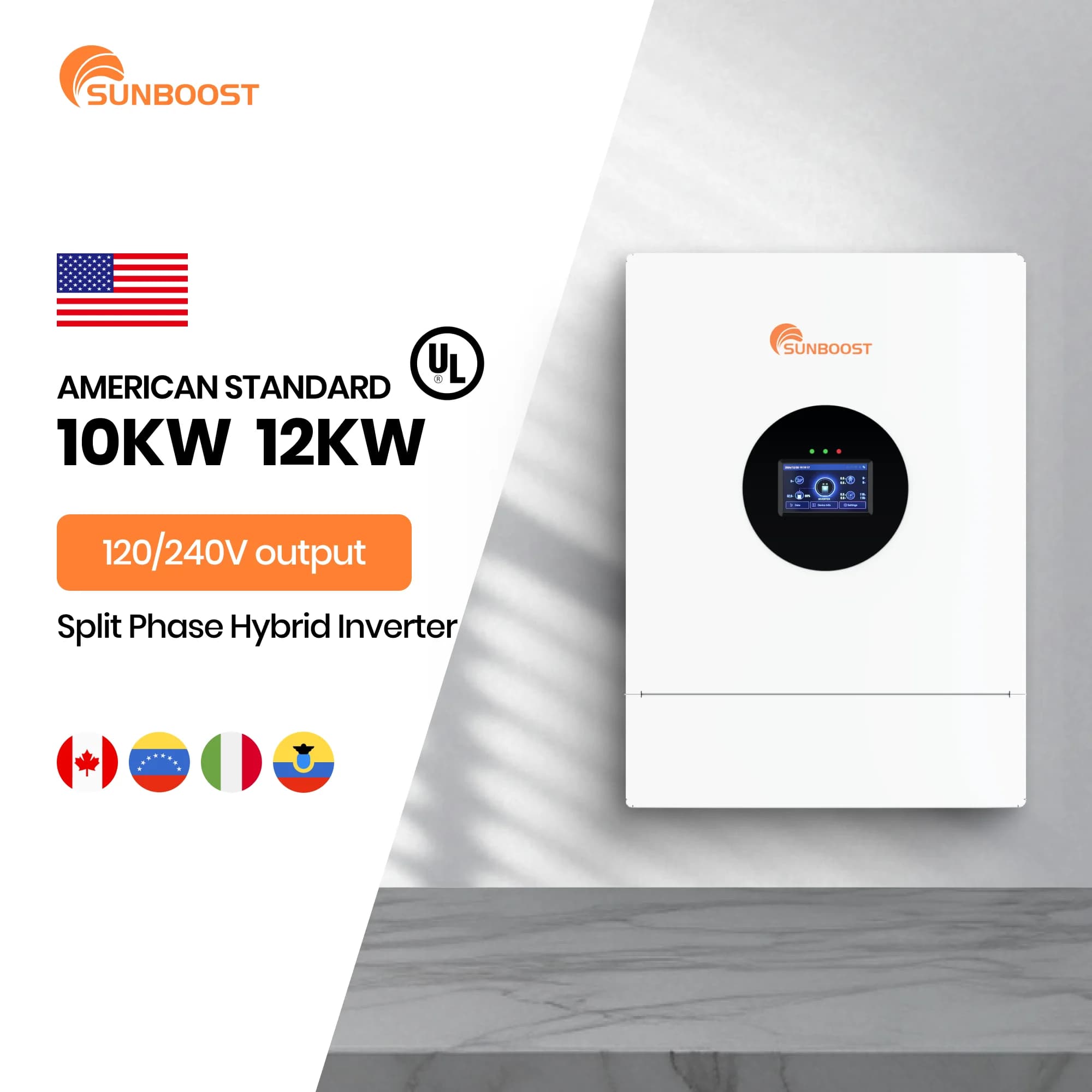 Sunboost 8Kw 10Kw 12Kw Off Grid Hybrid Solar Inverter Split Phase Inverter 120V 240V 50Hz 60Hz Mppt Controller Pure Sine Wave
