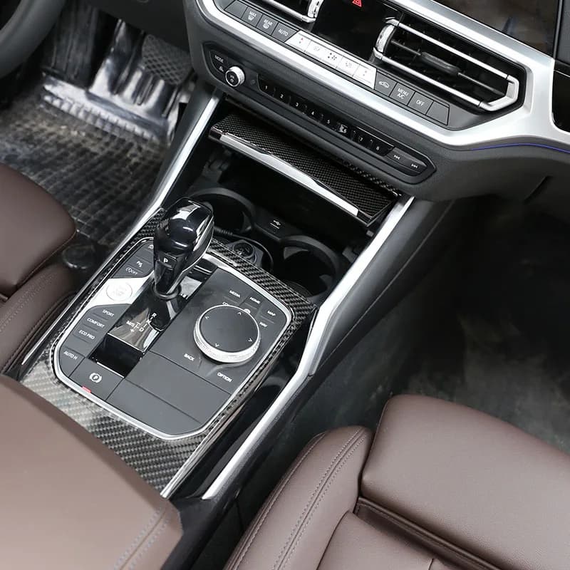 3Pcs soft carbon fiber For BMW 3 Series G20 G22 2020+ car center control gear panel decorative sticker car interior accessories