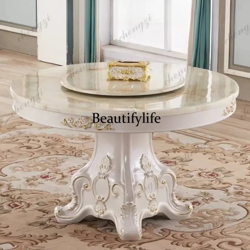 Z138 4 Person Gold Dining Table Luxury Design Modern Living Room Round Dining Table Restaurant Nordic Furniture