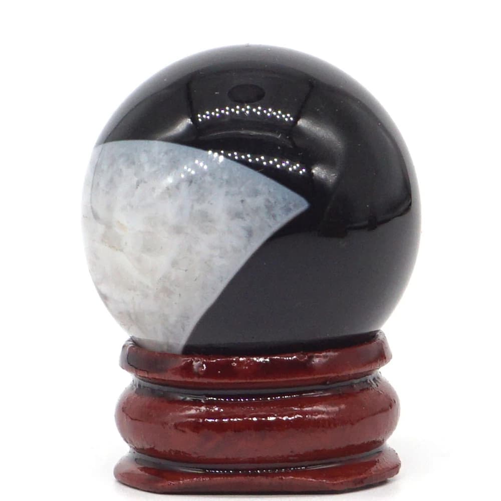 30MM Natural Gemstone Evil Eye Agate Crystal Reiki Healing Sphere Hand Massage Ball Feng Shui Home Decoration With Stand (1pcs)