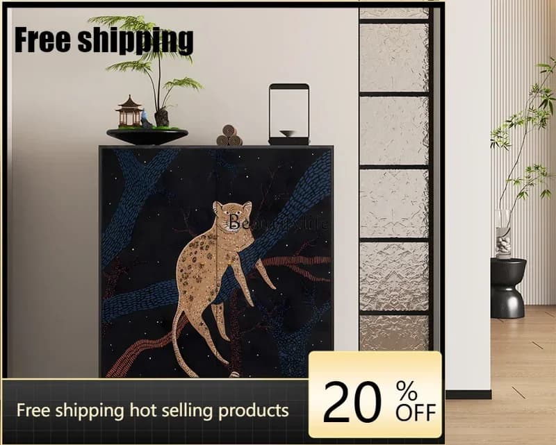 X4 French art style household solid wood dining side cabinet living room decorative cabinet