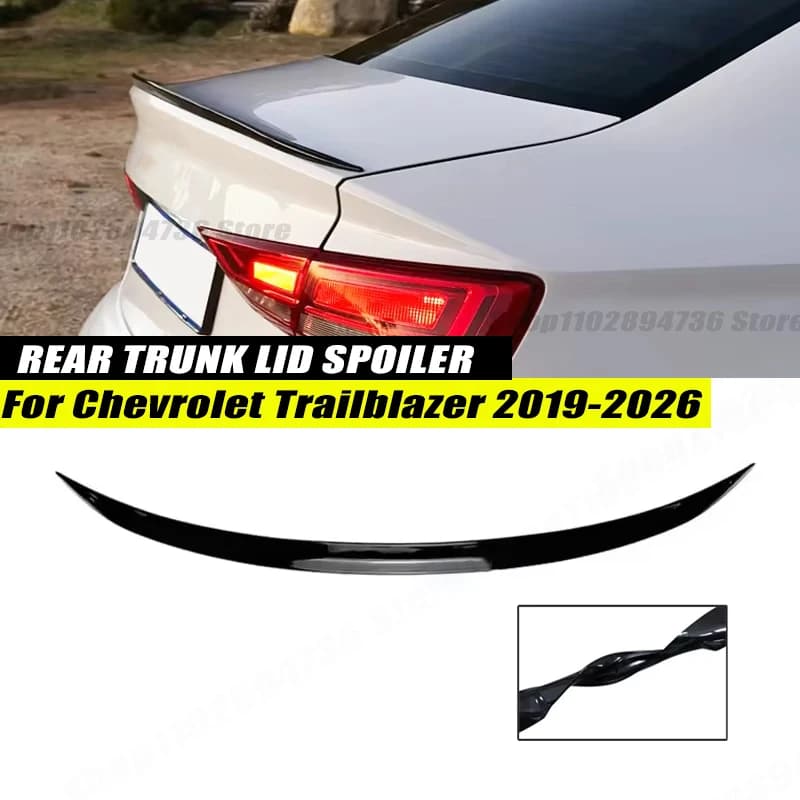 120CM Gloss Black Soft Rubber Rear Spoiler Lip Splitter 5D Carbon Look Car Accessories For Chevrolet Trailblazer 2019-2026