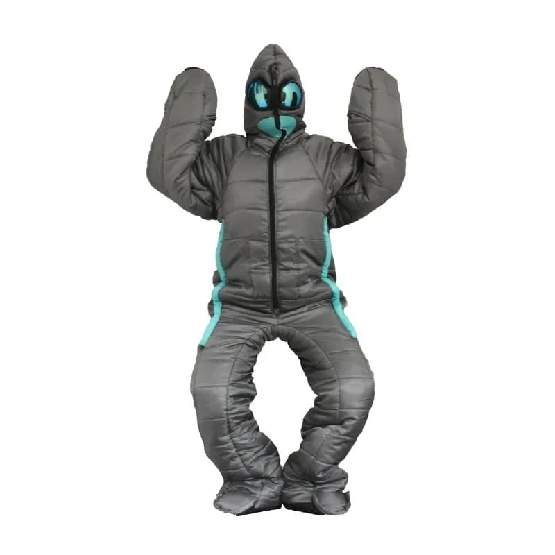 Walking sleeping bag humanoid human mummy to keep warm camping hospital escort