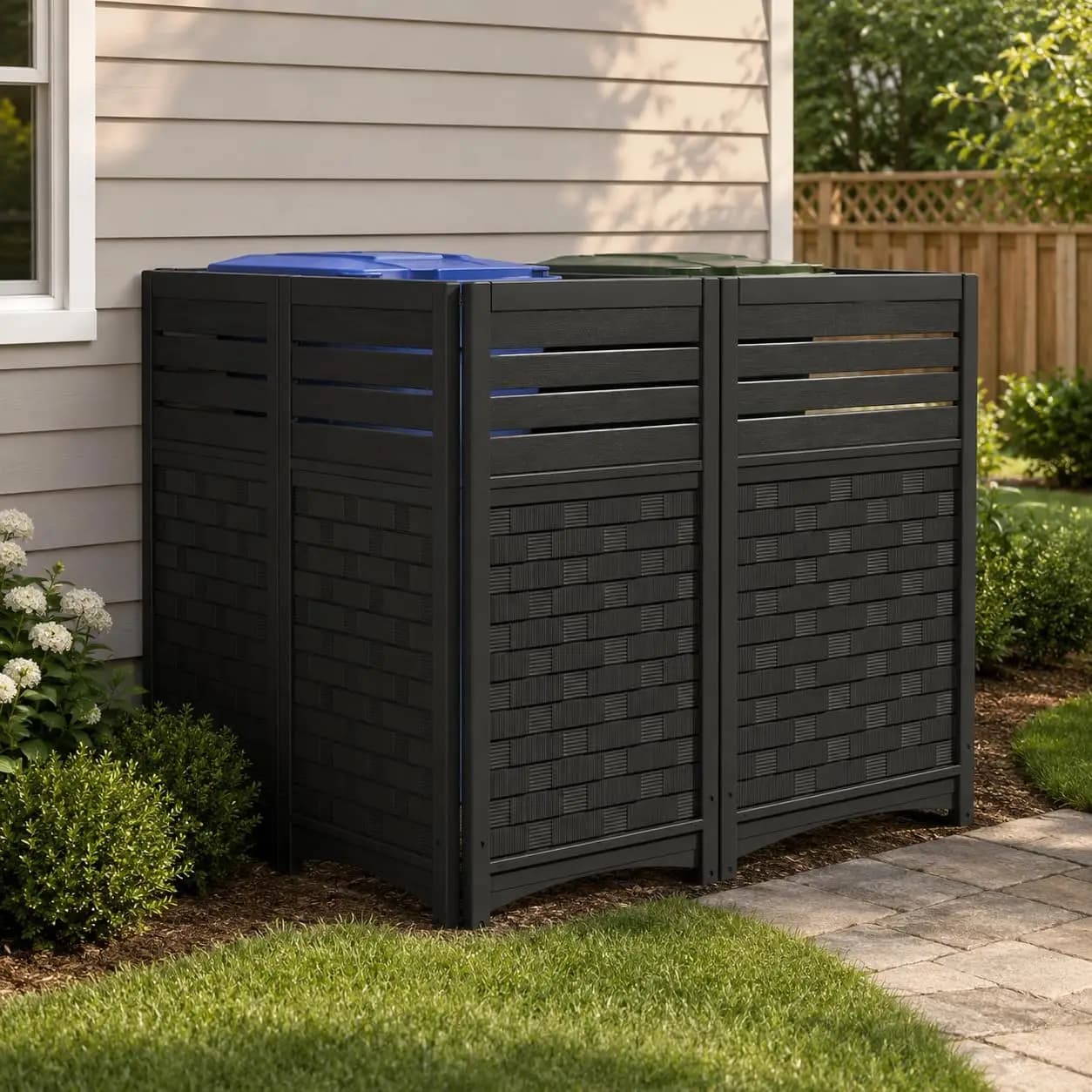 Outdoor Privacy Screen, 45" H x 22" W Air Conditioner Fence, 4-Panel Pool Equipment Enclosure, Resin Decorative Fence Panels