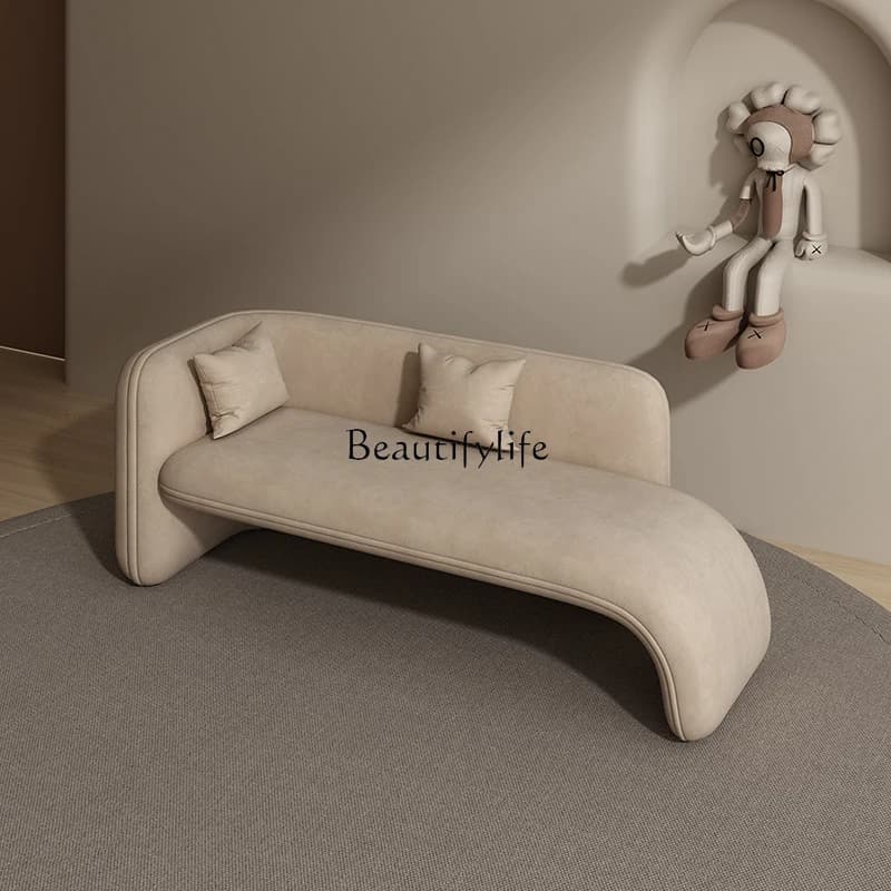 02Modern minimalist princess bedroom leisure sofa flannel small apartment living room lazy lounge chair hotel leisure couch