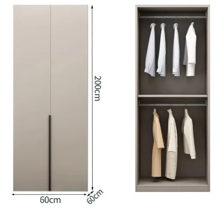 #Modern Durable Wood Wardrobe With Flat-Opening Doors For Apartment Bedroom Storage