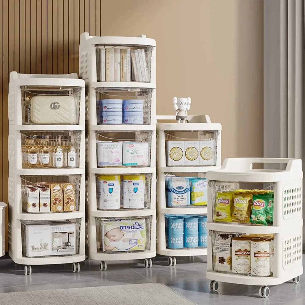 ##For Trolley Rack Storage Drawer-Type Toy Snack Cabinet Cart Movable Bookshelf Multi-layer Handcart With Pulleys Drawer-Type Tr