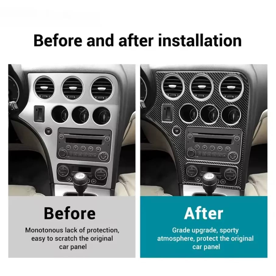 Car Fiber Center Console Windows Control Shift Trim For Alfa Romeo 159 2004 2005 2006 2007 2008 2009 2010 2011 Accessories