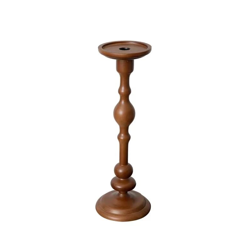 Handmade round solid wood candlesticks for home aromatherapy and tabletop decoration