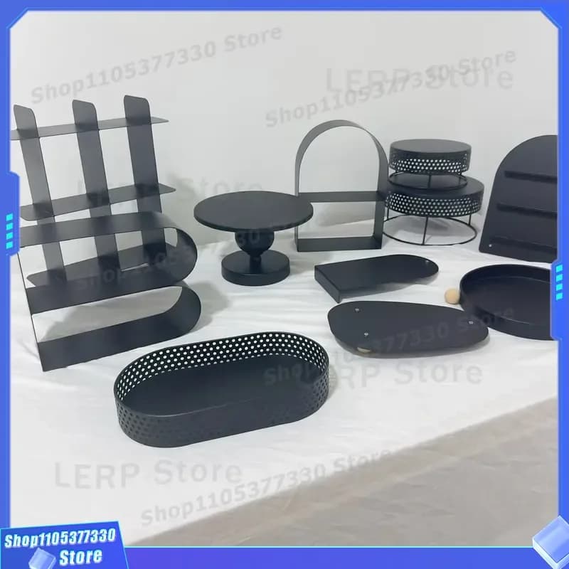 Black Metal Cake Stand for Wedding Birthday Party Dessert Display Rack Afternoon Tea Snack Holder Cold Food Table Ornament
