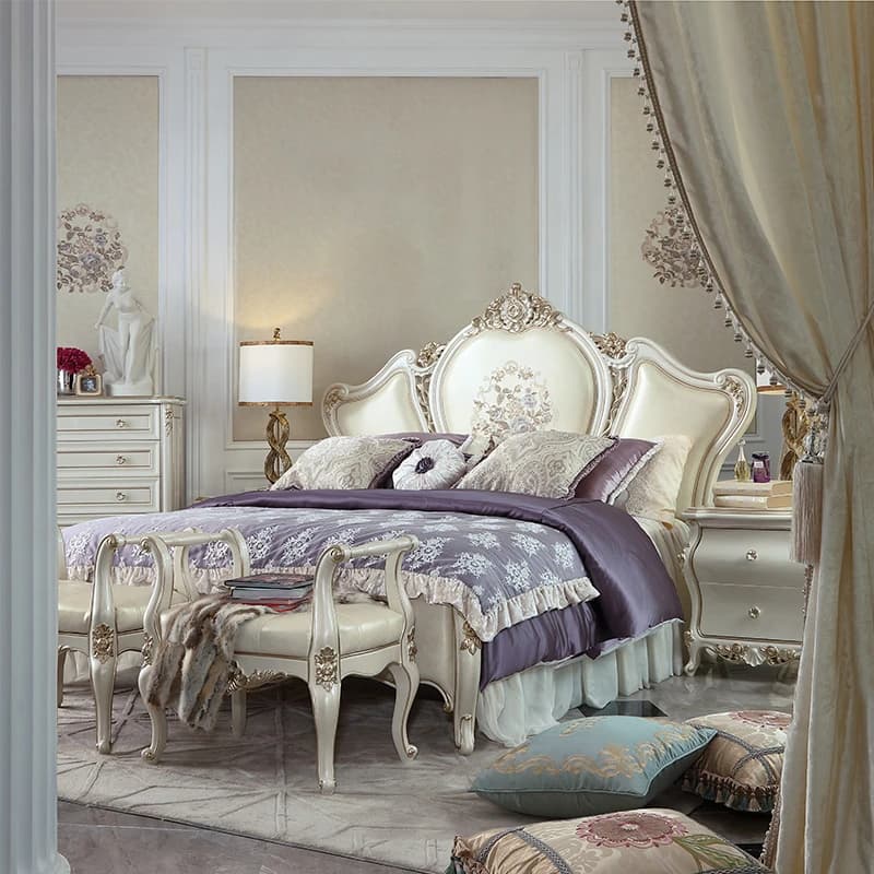 Study Nordic Double Bed Wood Elegant European Italian Girls Bedroom Bed Luxury Modern Villa Service Muebles Postmodern Furniture