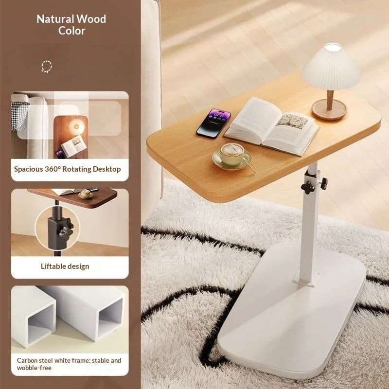 Modern Minimalist Wood Foldable Adjustable Mobile Side Table Living Room Bedroom Dormitory Bedside Home Decor Novelty New