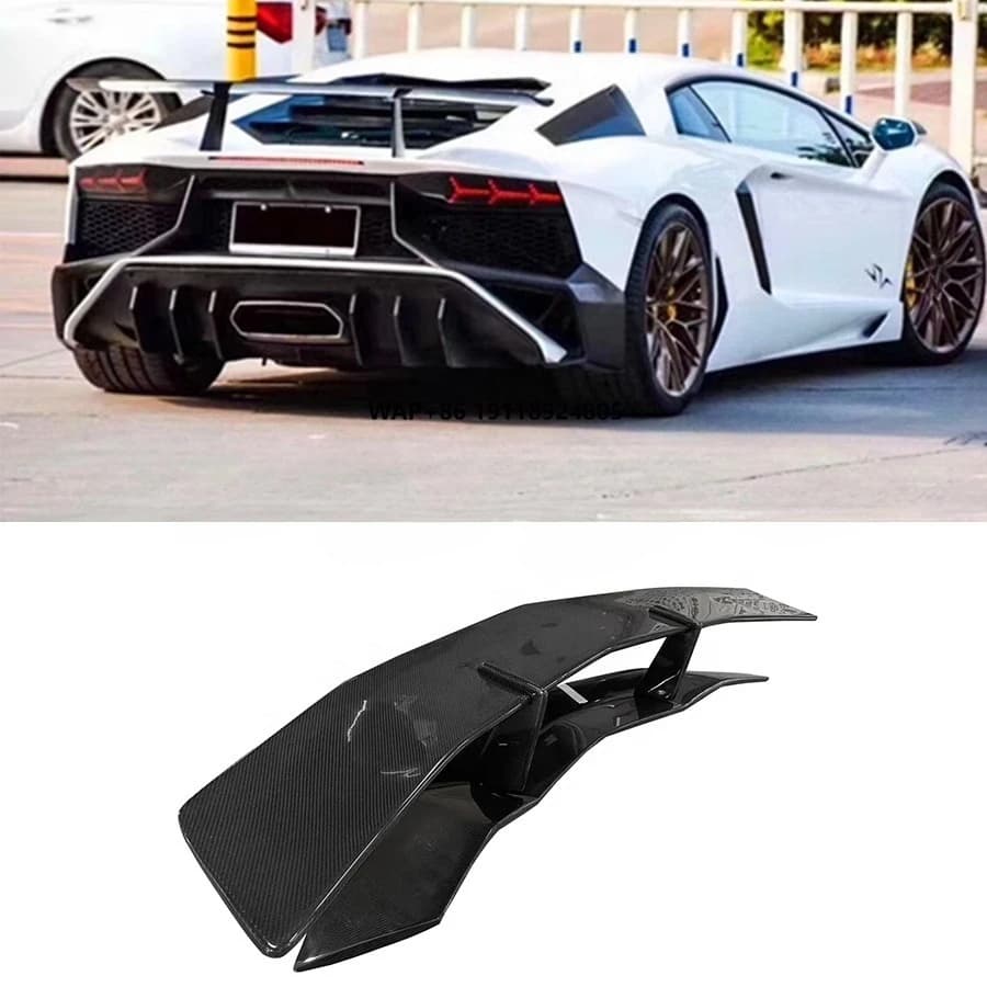 SV Style Real Carbon Fiber Rear Spoiler for Aventador LP700 LP720 LP750 2011-2015 Double Deck Rear Tail Wing Bodykit
