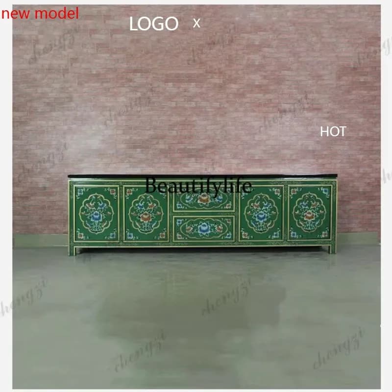 N138Nostalgic retro style painted TV living room entrance, locker