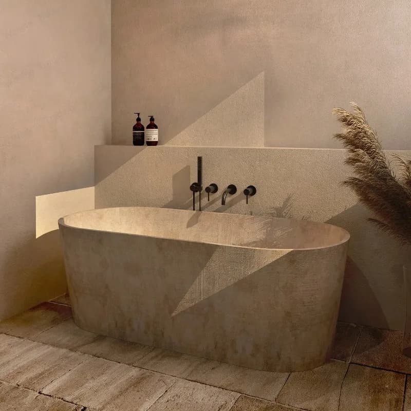 Freestanding Natural Rock Texture Bathtub One Piece Molding Eco Friendly Antibacterial Skin Friendly Hea