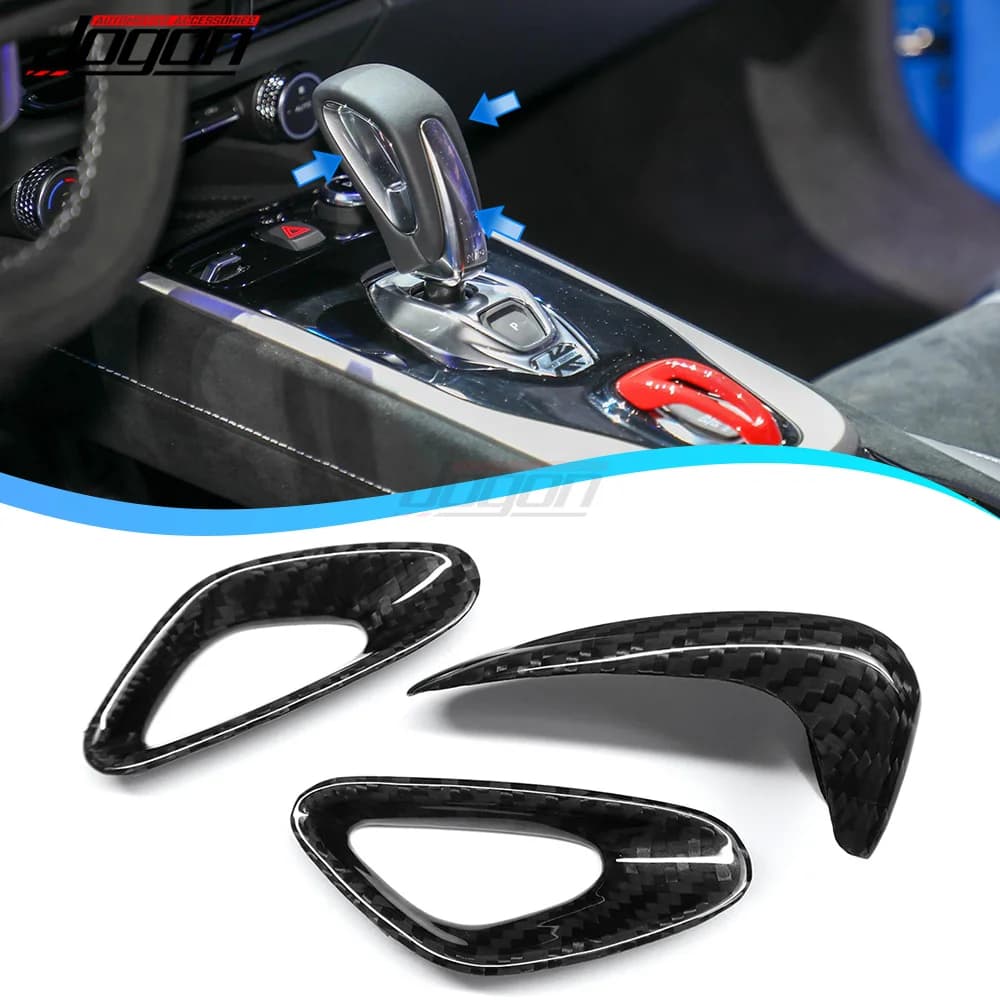 AT-Version For Lotus Emira 2022 2023 2024 Carbon Fiber Car Interior Console Gear Shift Head Knob Switch Cover Trim Molding