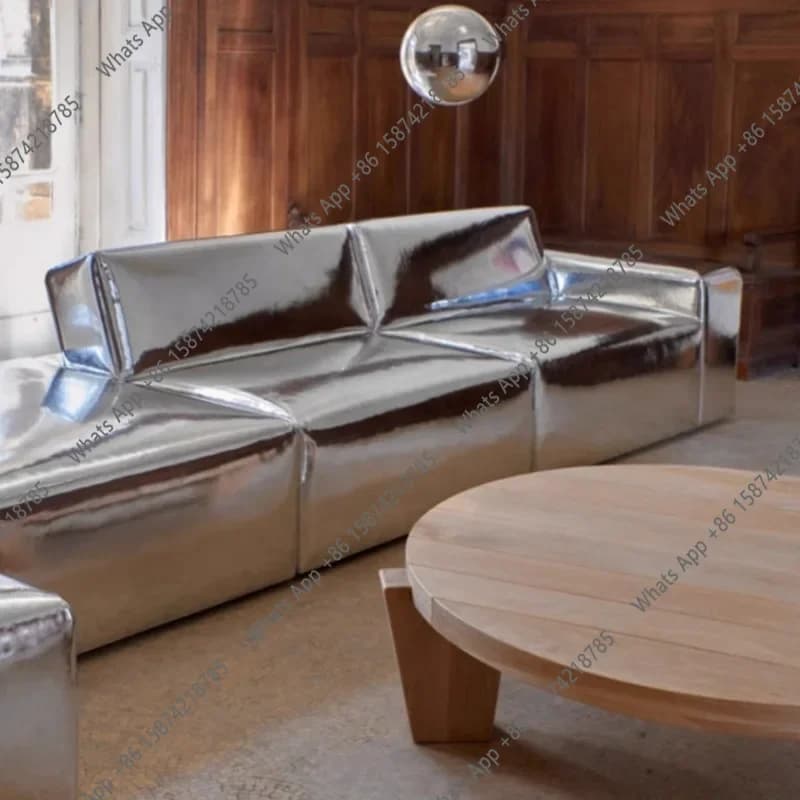J Nordic Design Punk Sofa Studio Store Pearlescent Silver Mirror Pibotu Sofa