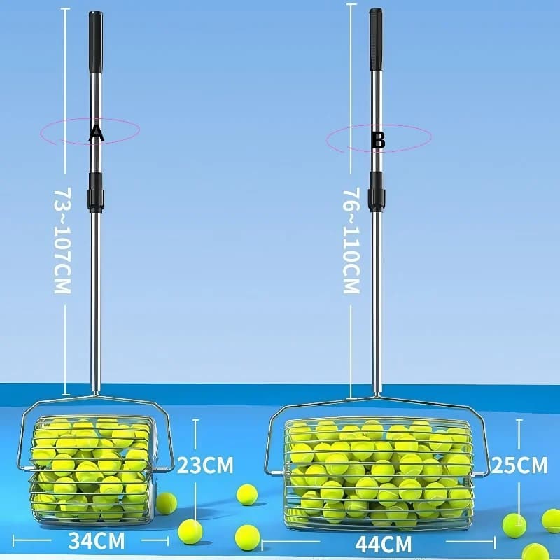 【Hot】Portable Tennis Training Equipment Stainless Steel Roller Tennis Ball Picker Lightweight Adjustable Tennis Ball Collector
