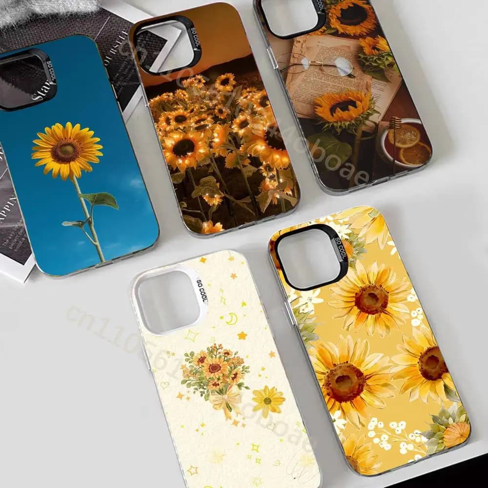 Sunflower Pattern Phone Case For iPhone 17,16,15,14,13,12,11,Pro,Max,Plus Shockproof Cover