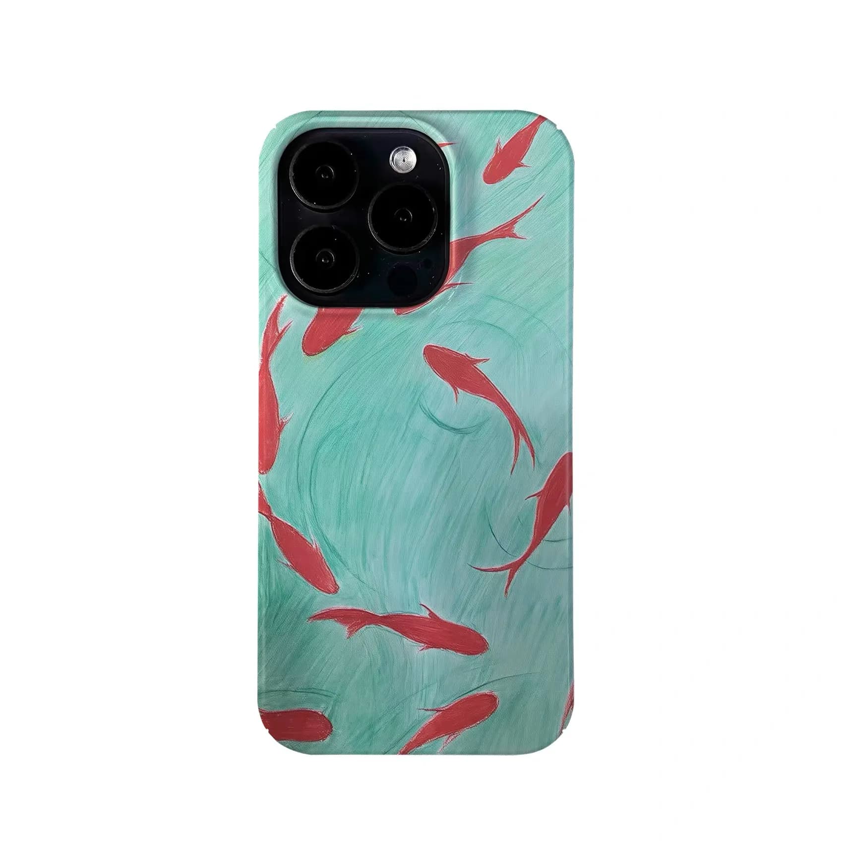 Red Fish with Green Bottom Phone Case for IPHONE 17 Air 16E 15 PROMAX 14 Plus 13 12 MINI 11 PRO 16Plus XR XS Acrylic Phone Cover