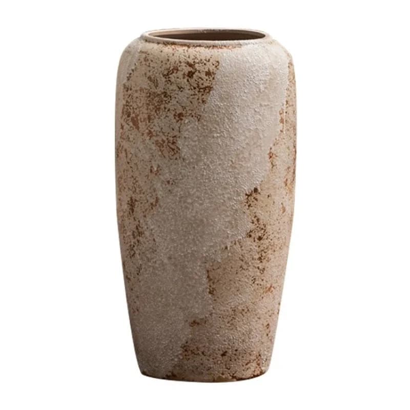 Retro coarse pottery floor-to-ceiling vase, wabi-sabi wind ceramic ornament, home furnishing, home furnishing, and hotel