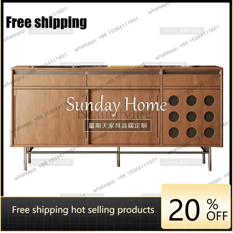Factory Direct Nordic wood color design sense chest cabinet antique simple living room locker