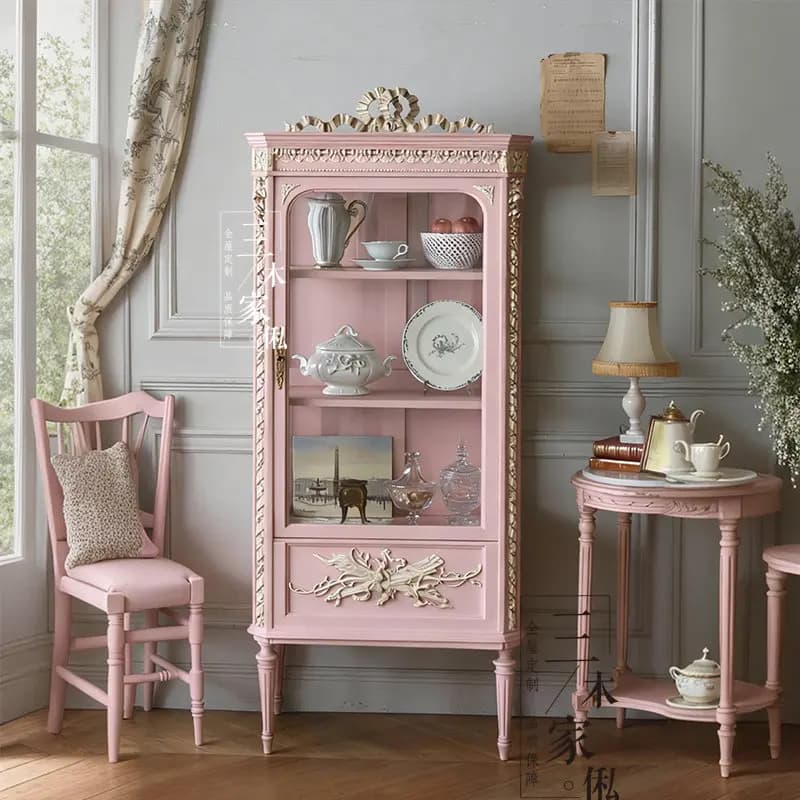 LH retro carved glass display locker living room dining room wine cabinet