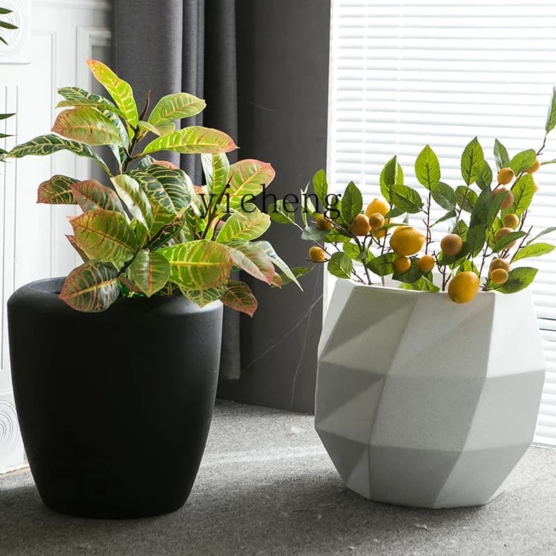 FZ  premium sense landing magnesium mud flower pot rubber tree paradise bird lily bamboo large green plant pot