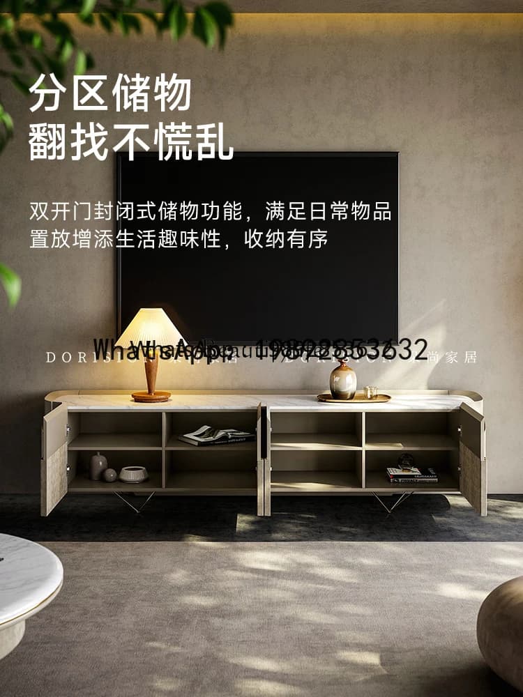 Light luxury marble TV cabinet living room home storage floor cabinet modern and simple