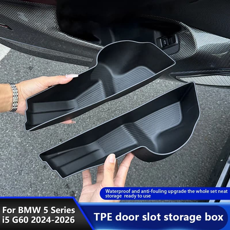 Car Door Slot Storage Box TPE Car Door Side Storage Box Tray For BMW 5 Series i5 G60 2024 Car Interior Accessories