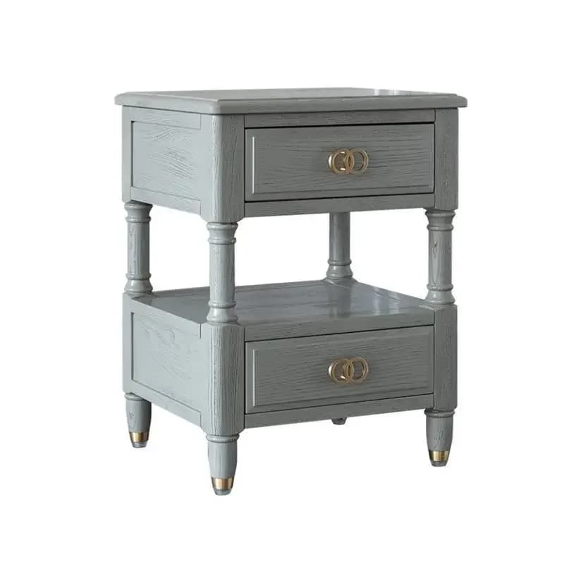 Bedside table, high-end light luxury, gray bedside cabinet, gray solid wood, American bedside table, new small cabinet