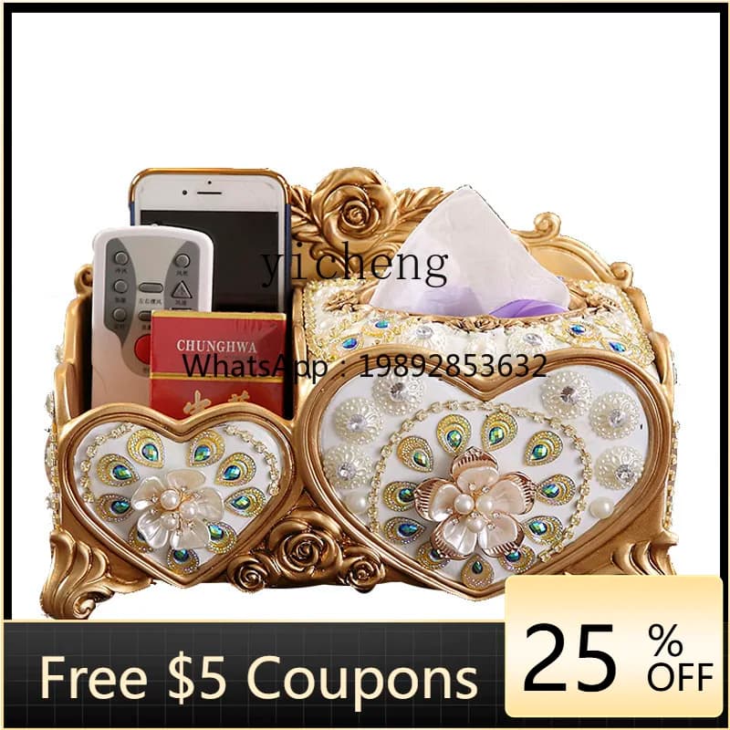 1ZYY Multifunctional Tissue Box Home Luxury Living Room Desktop Remote Control Storage Box Carton
